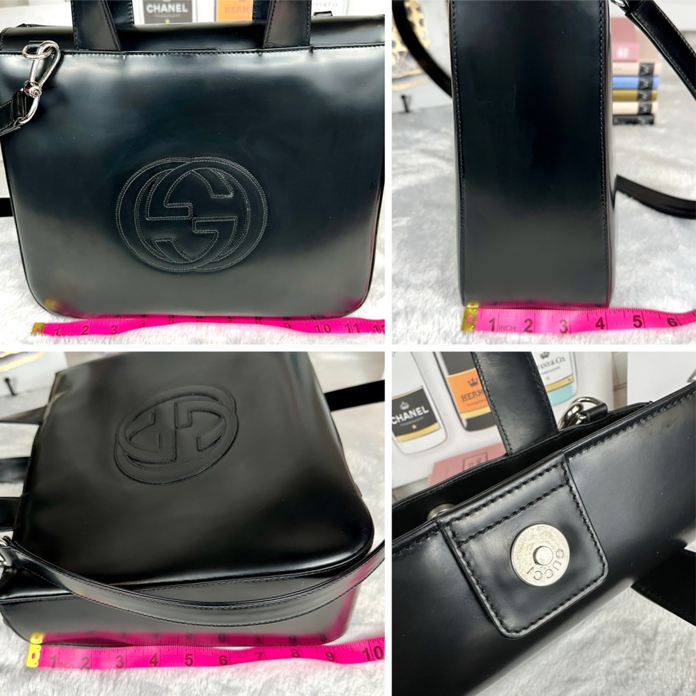 Gucci Matte Black Patent Leather 2-Way Shoulder bag or crossbody - Picture 15 of 15